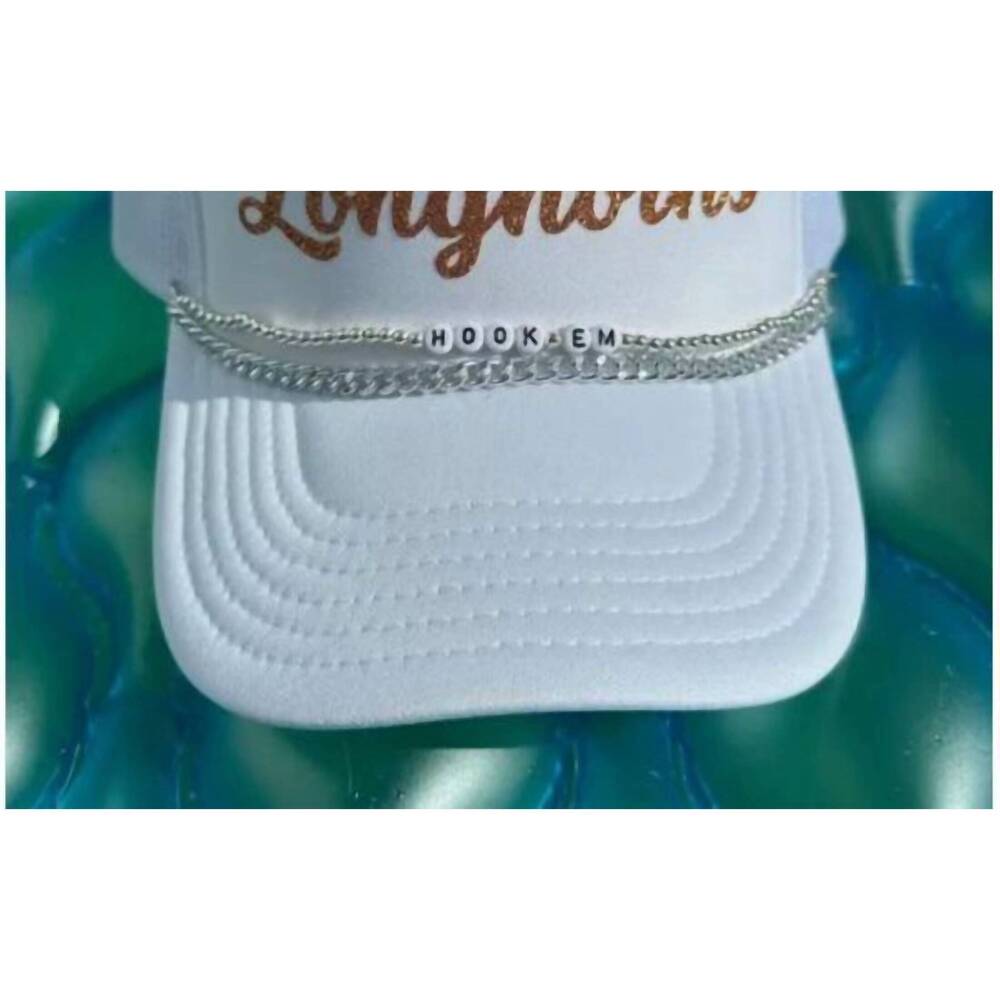 NEW VERY CHERRY women's longhorns glam trucker cap in white